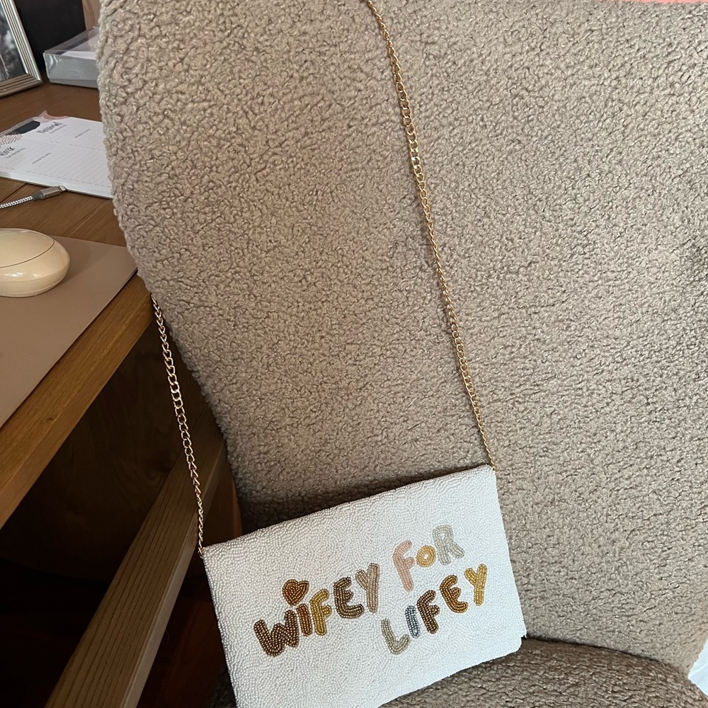Wifey For Lifey Beaded Clutch - White and multi - Picture 3 of 4